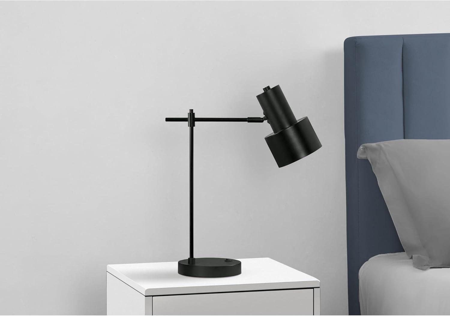 Monarch Specialties Lighting 21inchH Table Lamp Usb Port Included Black Metal Black Shade Modern