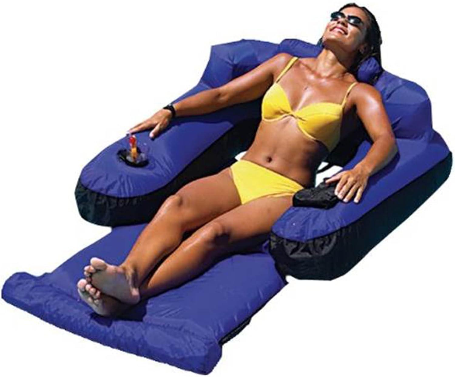 SWIMLIME ORIGINAL Fabric Covered Ultimate Floating Lounge Chair With Cup Holder Back Leg And Arm Rests And Storage Compartment For Kids And Adults