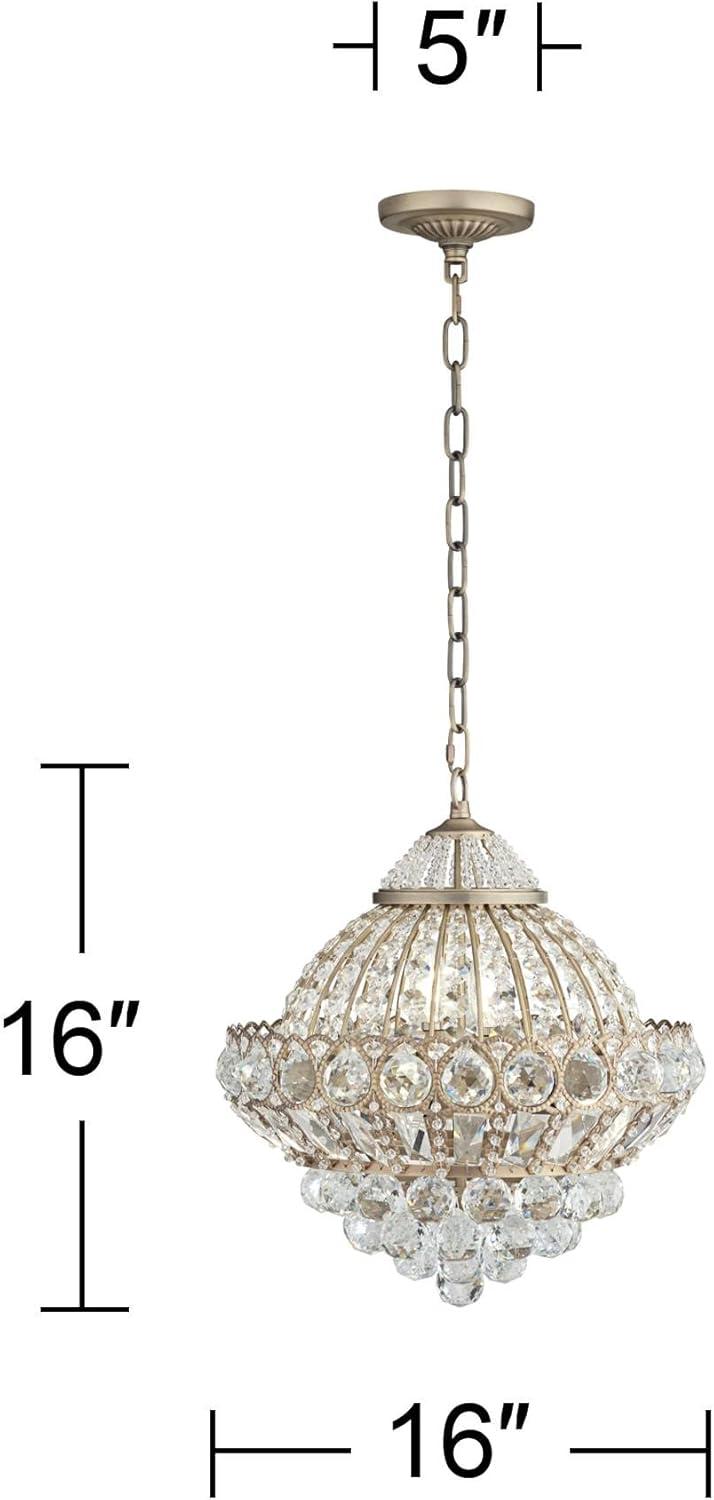 Vienna Full Spectrum Wallingford Antique Brass Chandelier 16" Wide French Crystal Glass 6-Light Fixture for Dining Room House Kitchen Island Entryway