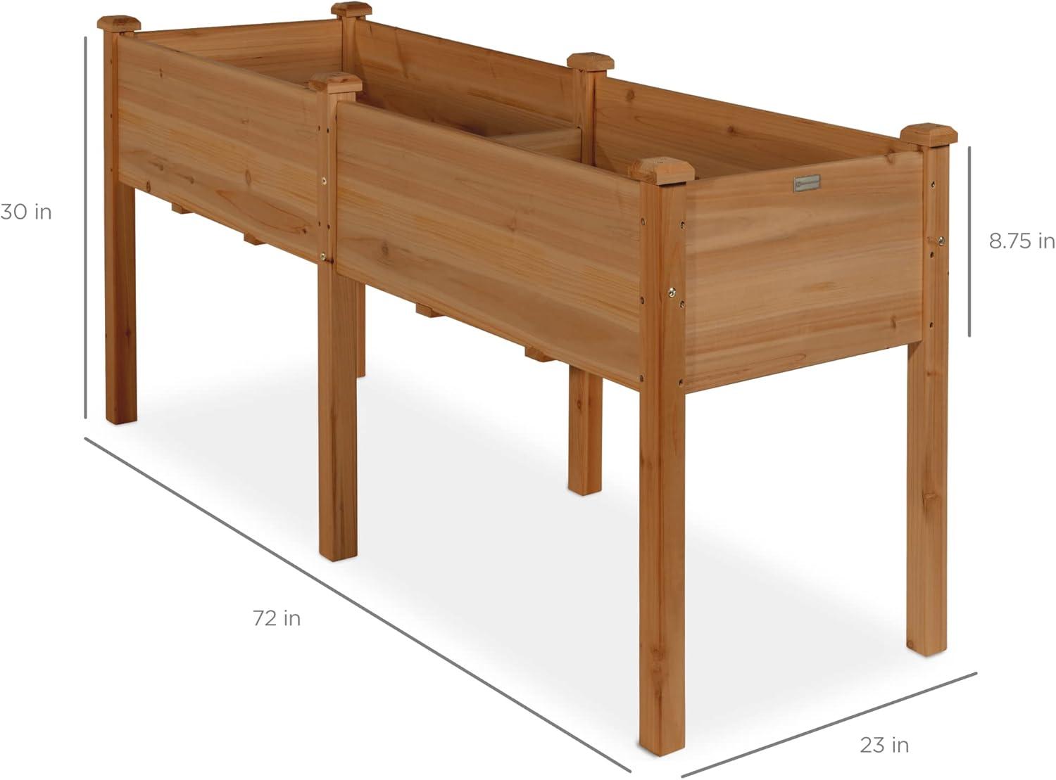 Acorn Brown 72" Fir Wood Elevated Garden Planter Box