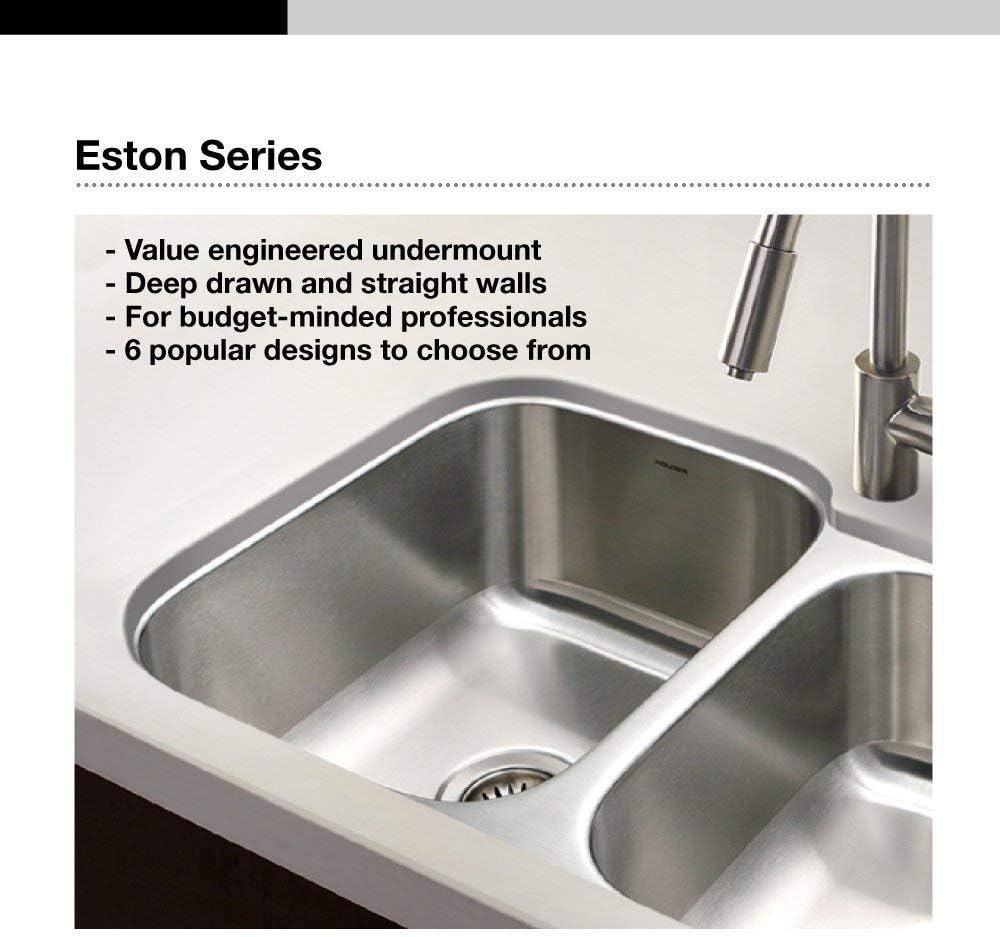 Eston Undermount Stainless Steel Single Bowl Kitchen Sink, 18 Gauge