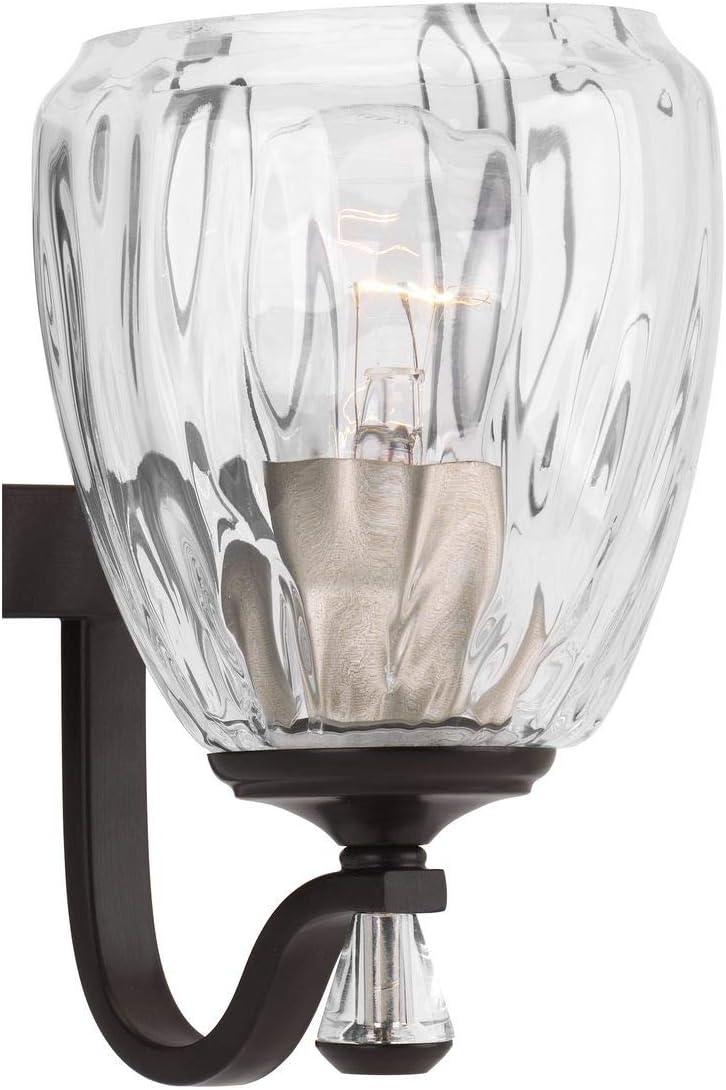 Progress Lighting Anjoux 4-Light Bath Vanity Fixture Antique Bronze Clear Water Glass Shade