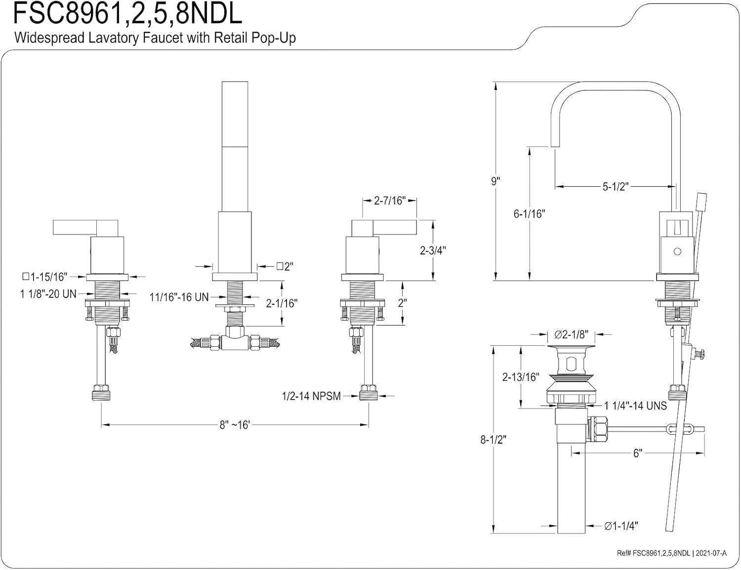 Nuvo Fusion Widespread Bathroom Faucet with Drain Assembly