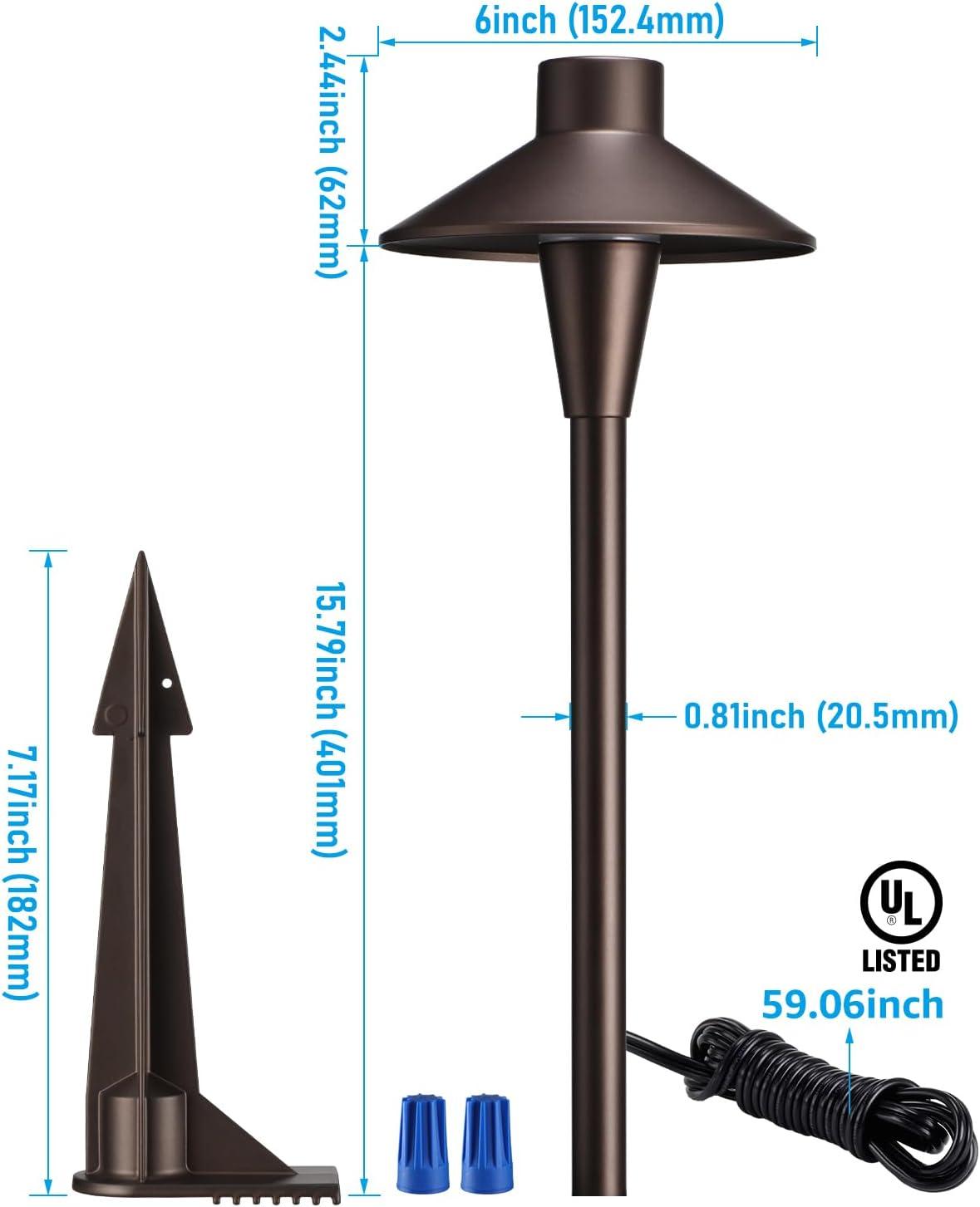 3CCT Low Voltage Landscape Pathway Lights, 5W LED Landscape Path Light, Aluminum, Oil Rubbed Bronze (Set of 12)