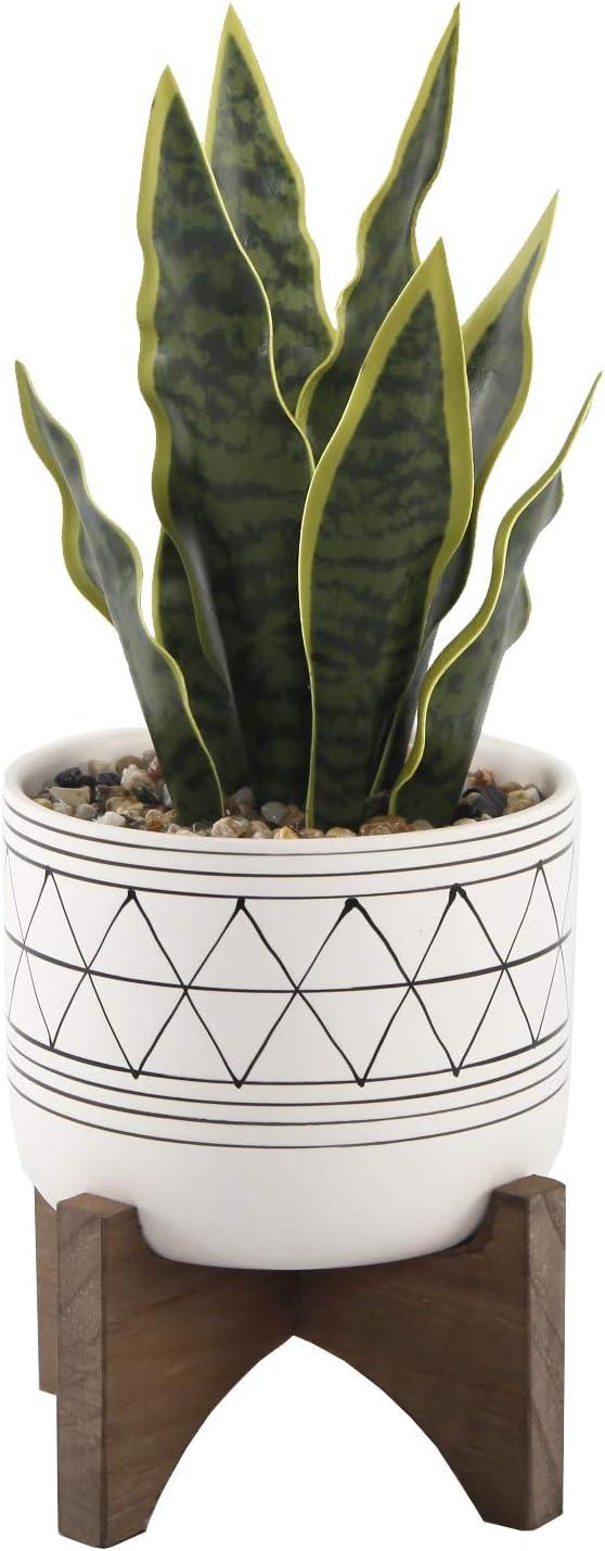 Chic Matte White Ceramic Tabletop Succulent Arrangement in Planter