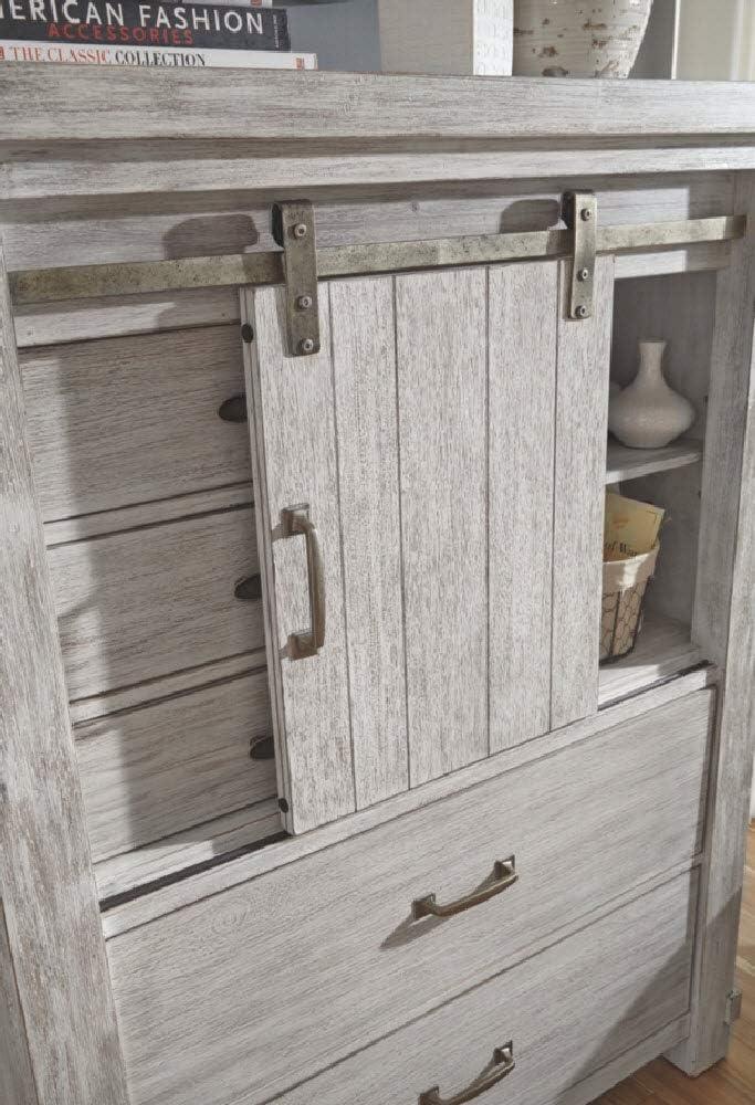 White Farmhouse 5-Drawer Chest with Dovetail Drawer