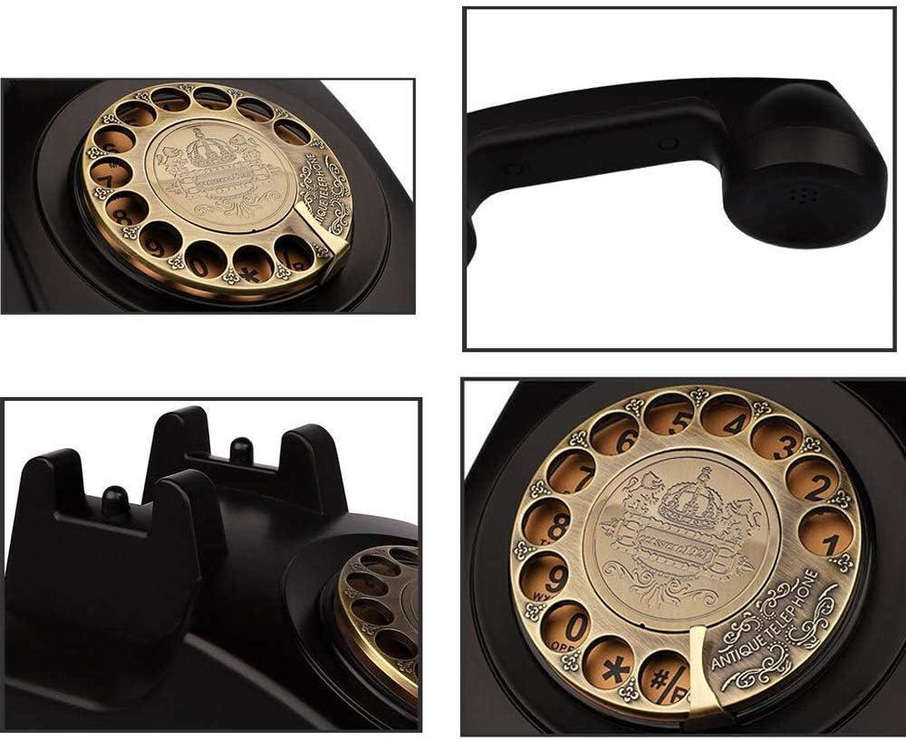 TelPal Vintage Rotary Dial Corded Phone, Black