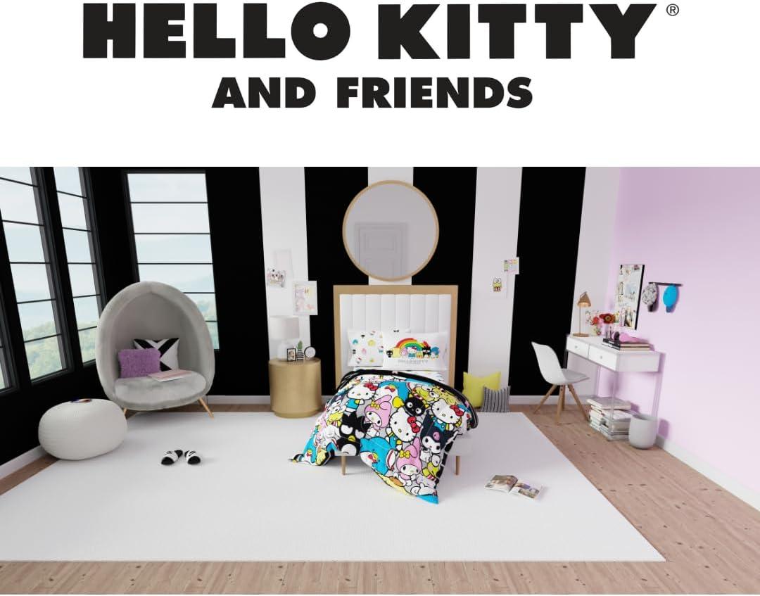 Hello Kitty & Friends Collectibles Bedding 5 Piece Super Soft Comforter and Sheet Set with Sham, Twin, (Official Licensed Product)