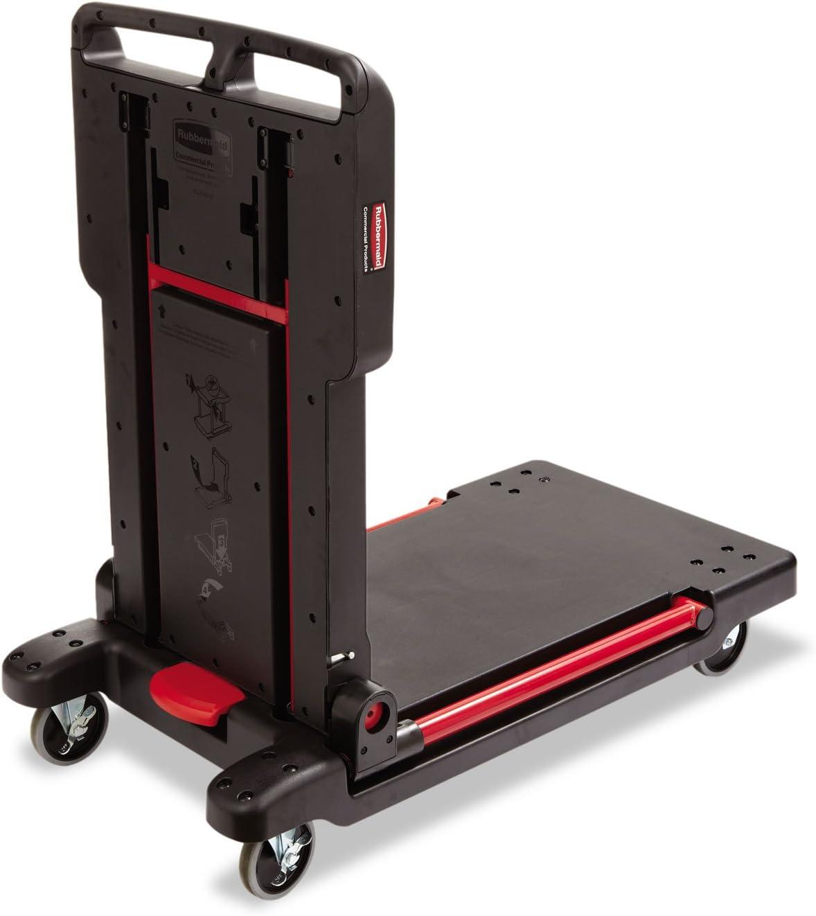 Black and Red Convertible Mobile Utility Cart with 2 Shelves