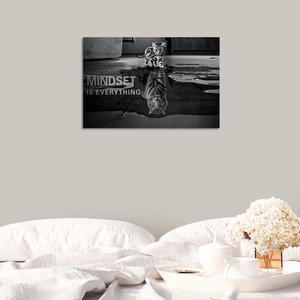 POSTER Mindset Is Everything Cat/Tiger Leader Motivational Inspirational Prevocational Life Action Success Quote Print Poster Wall Art Picture-UNFRAMED