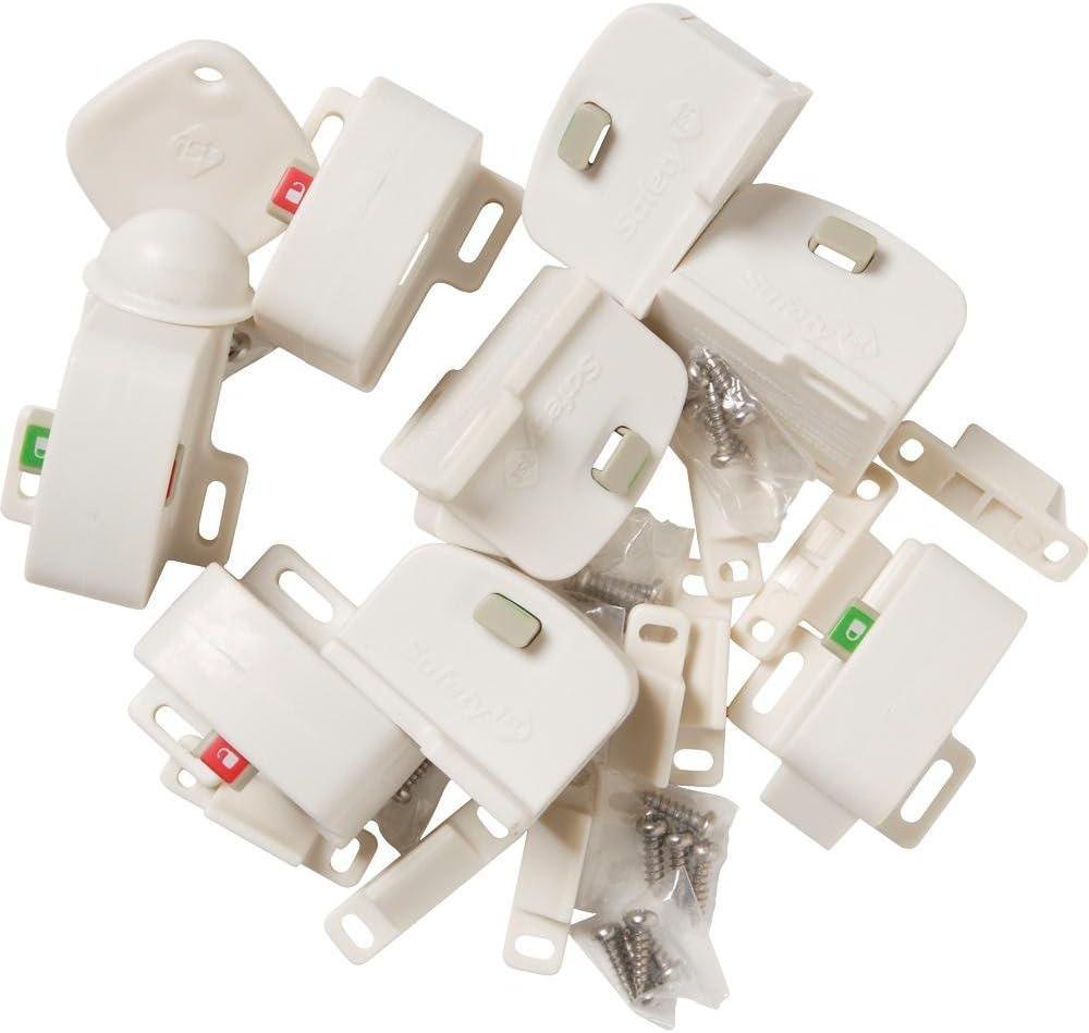 White Magnetic Locking System with 8 Locks and 1 Key