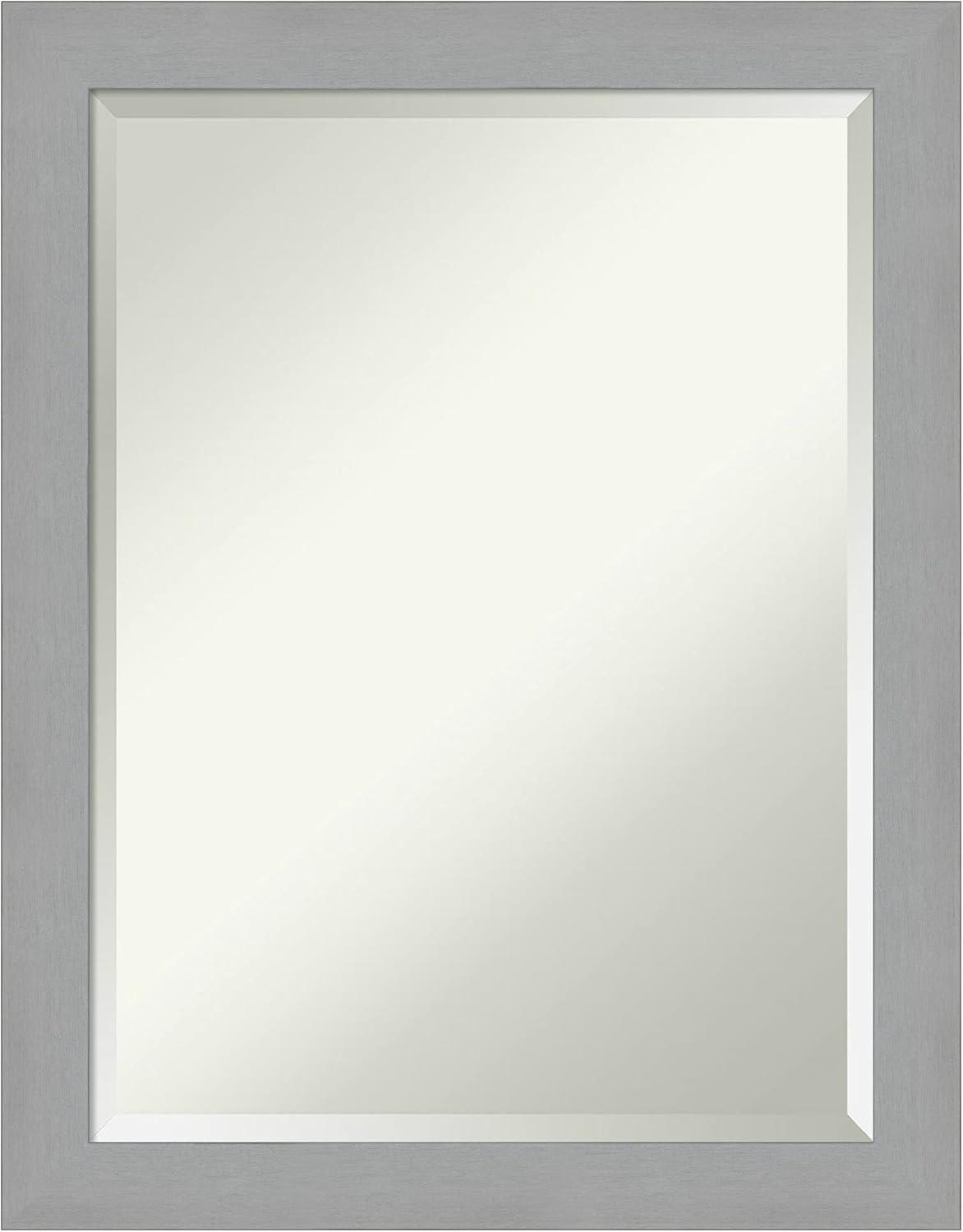 Framed Bathroom Vanity Wall Mirror Brushed Nickel - Amanti Art