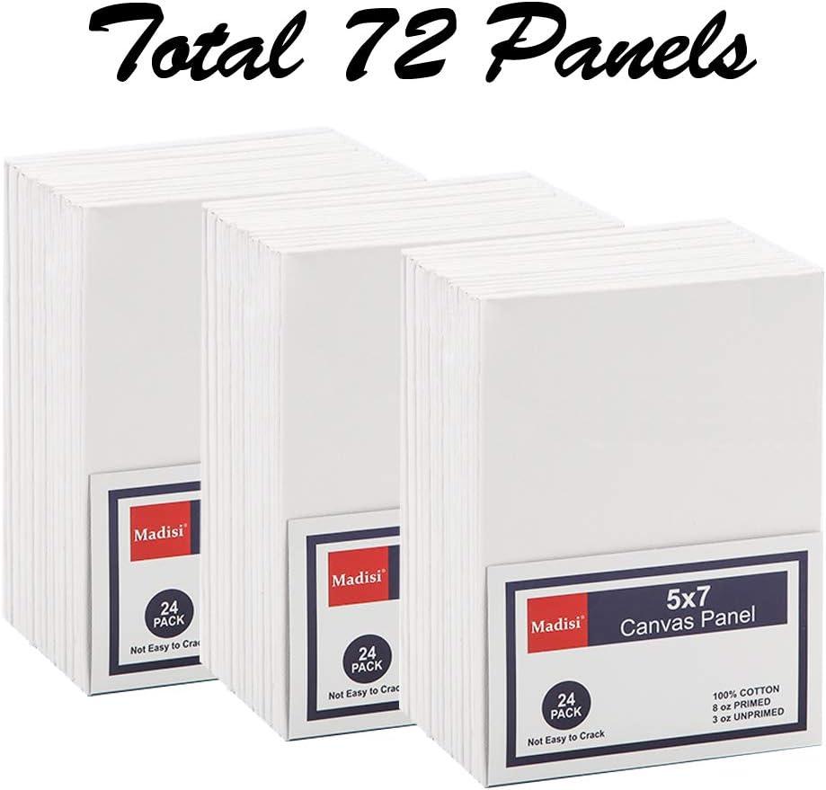 Madisi Painting Canvas Panels 72 Pack, 5X7, Classroom Value Pack Art Canvas