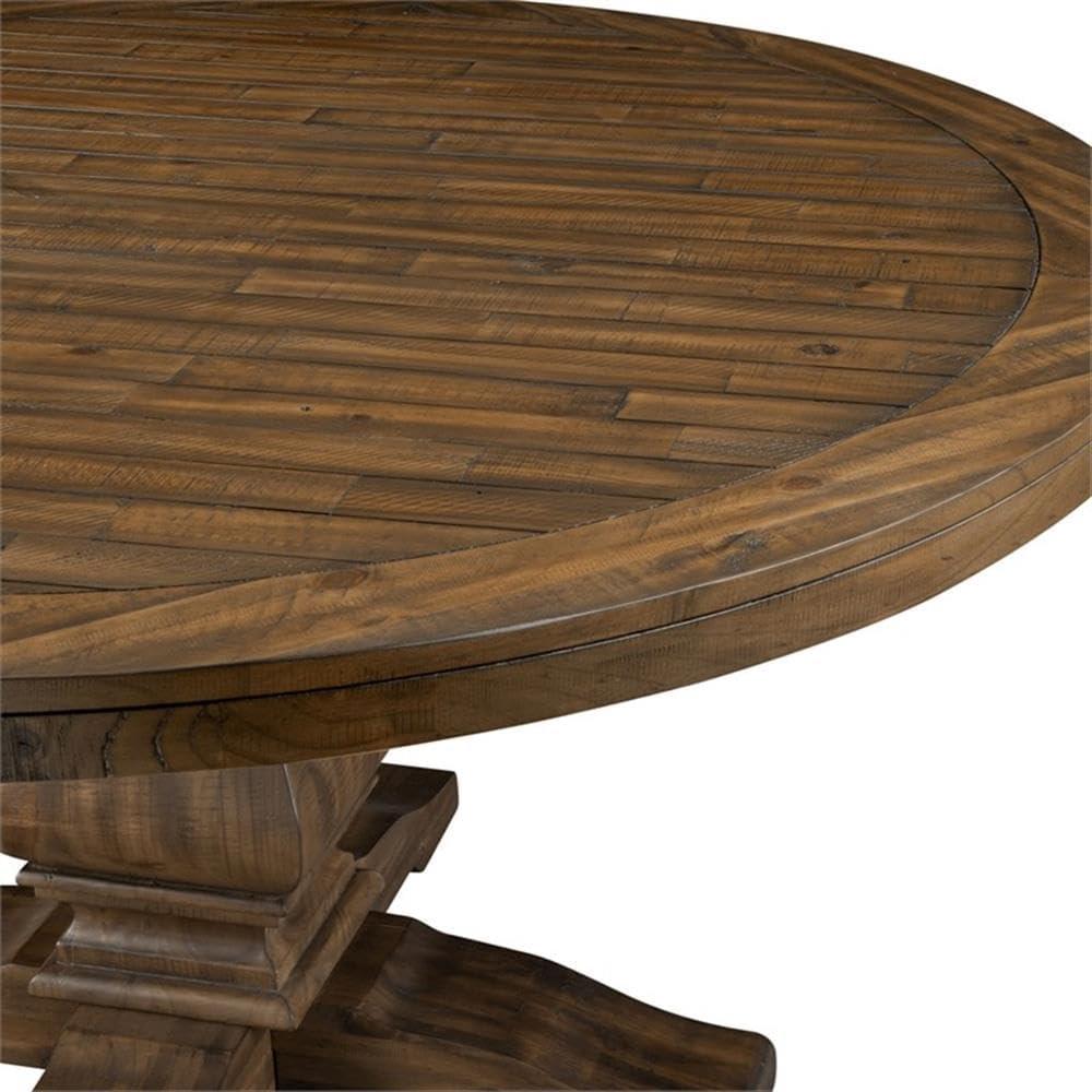 Alpine Furniture Kensington 60" Round Solid Pine Dining Table in Walnut