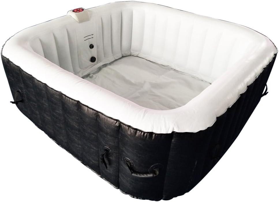 ALEKO 4-Person Black and White Inflatable Square Hot Tub