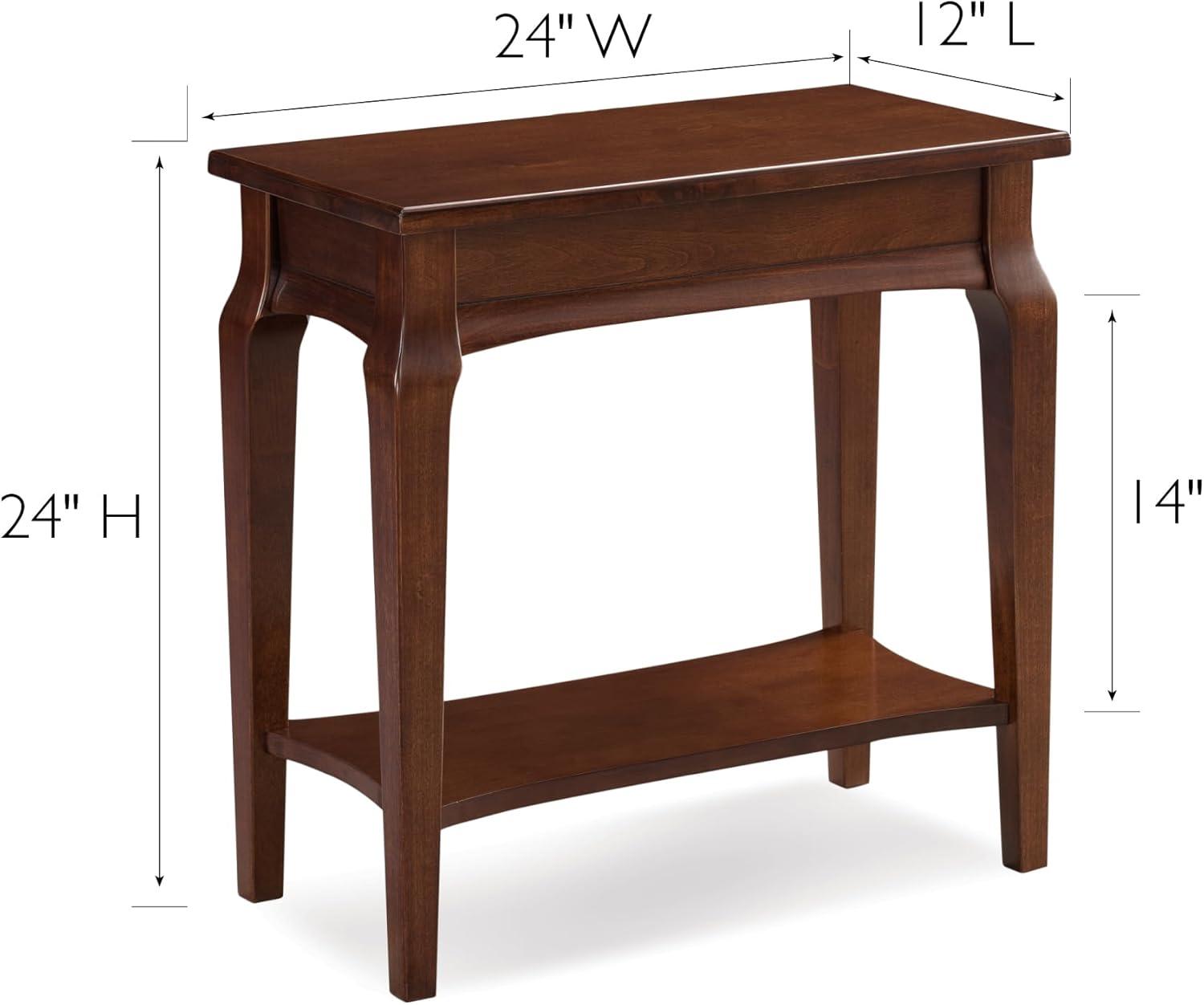 Leick Home Stratus Narrow Chairside Table in Heartwood Cherry