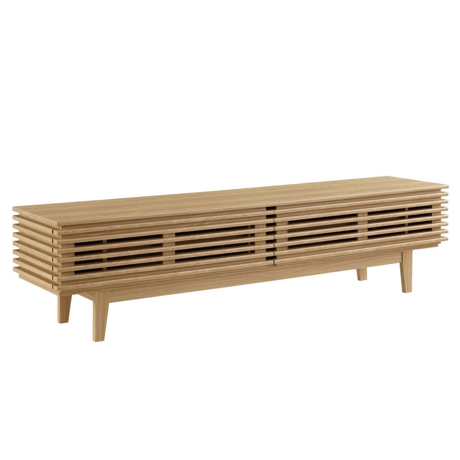 Render TV Stand for TVs up to 80" Brown - Modway: Mid-Century Modern, Adjustable Shelves, Cable Management