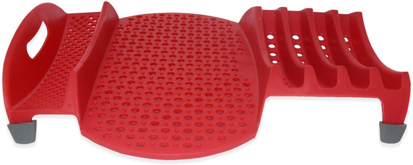 Red Plastic Compact Rustproof Dish Drying Rack