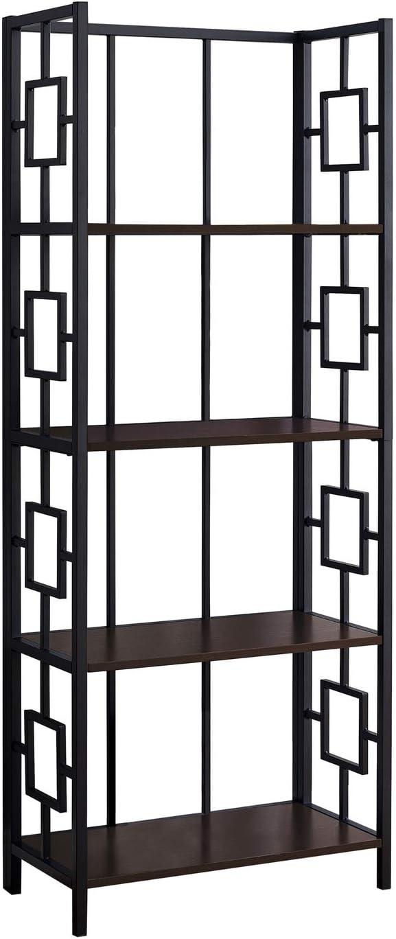 Monarch Specialties Bookshelf, Bookcase, Etagere, 4 Tier, 62"H, Office, Bedroom, Brown Laminate