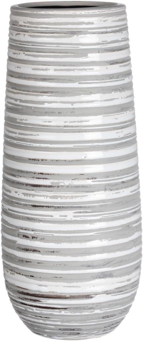 Sullivans Striped Ceramic Vase 12"H Gray