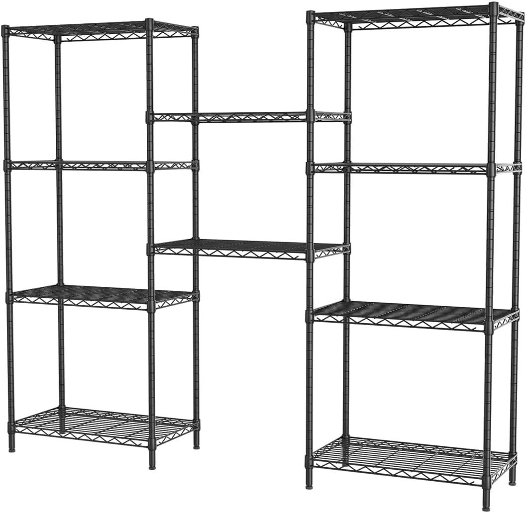 Adjustable Black Metal 5-Shelf Wire Storage Unit