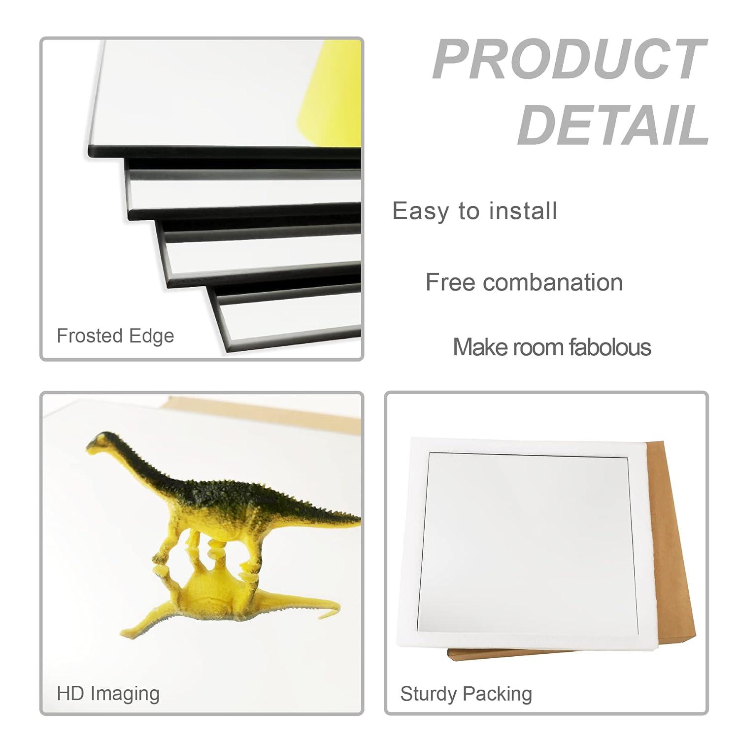 Delma Glass Full Length Wall Mirror Tiles, 14'' x 12'' 4PCS, Frameless Body Tiles for Bedroom, Mounted Home Gym, Door