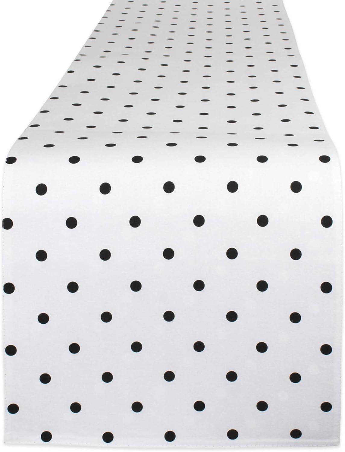 White/Black Reversible Polka Dot Table Runner 14x72