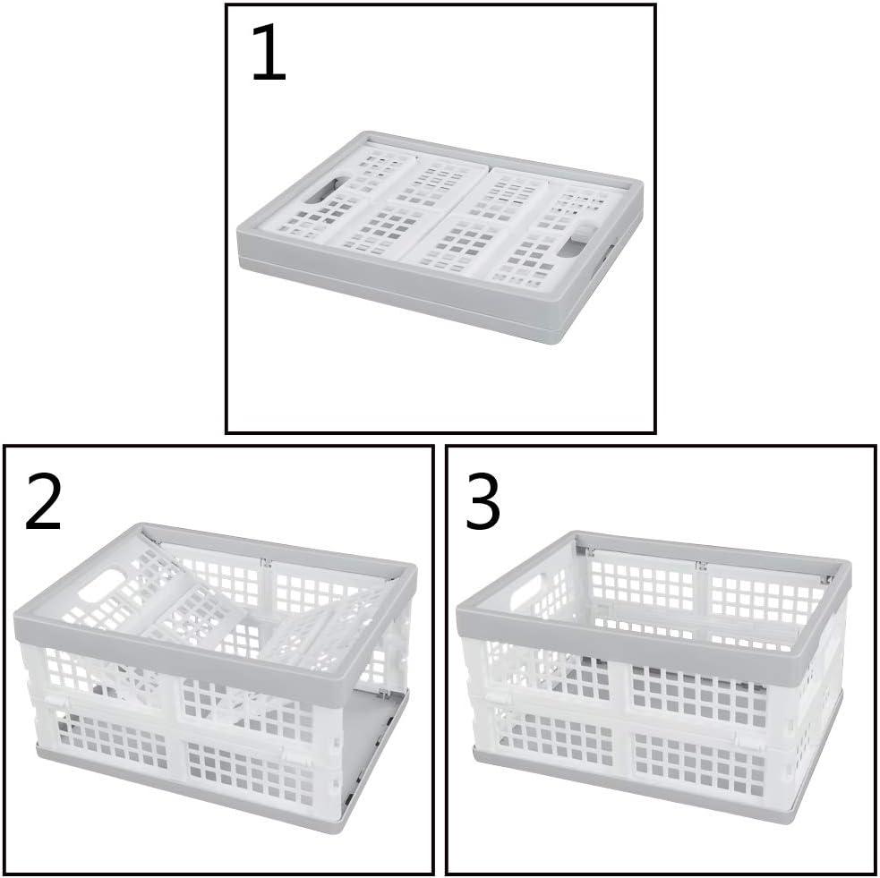 White and Gray Plastic Stackable Collapsible Storage Crate Set