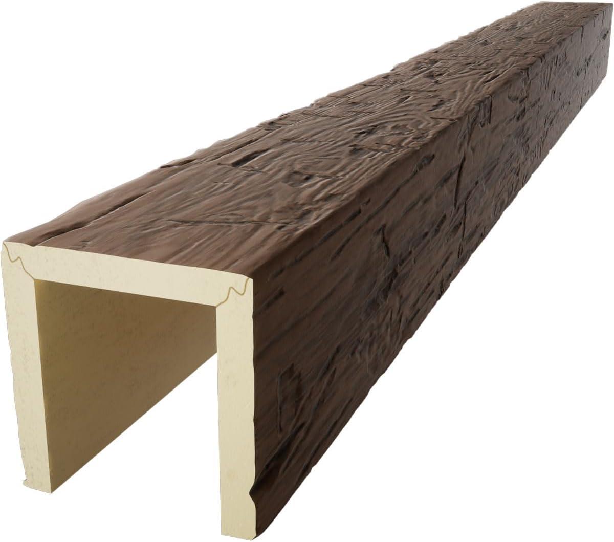 Ekena Millwork Hand Hewn Timberthane Faux Wood 3-Sided Ceiling Beam (U-beam)