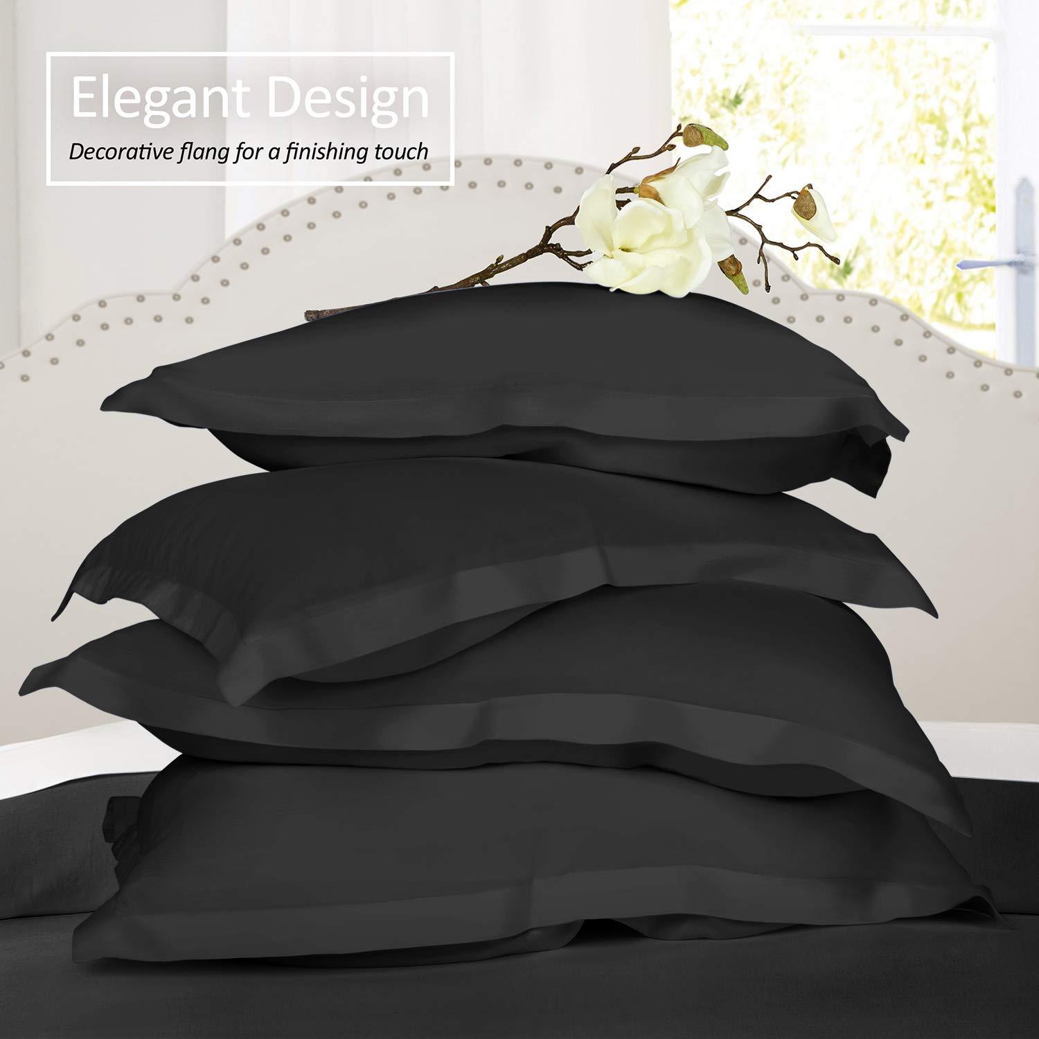 Nestl Pillow Sham Set of 2, Premium 1800 Series Double Brushed Bed Pillow Cases, Black, King 20" X 36"