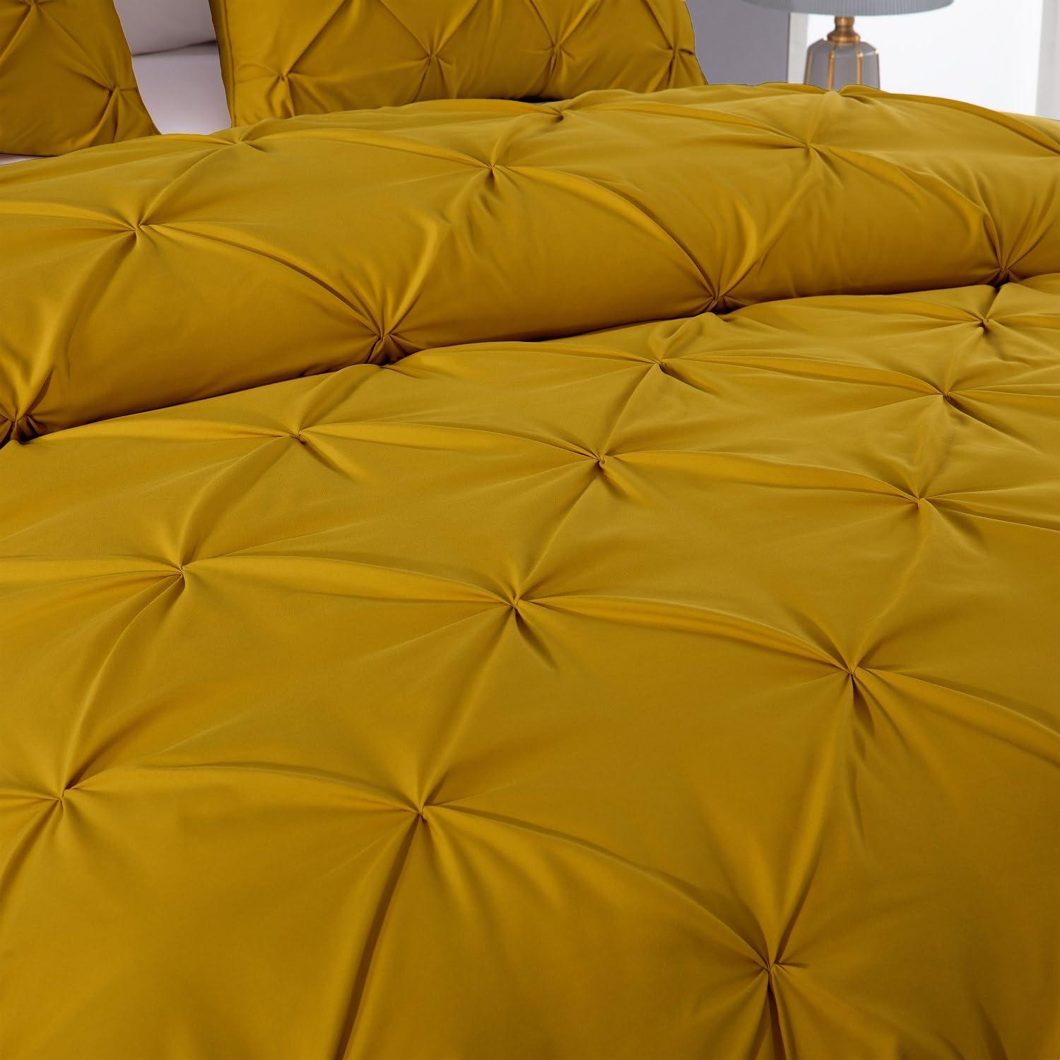 Berlin Mustard Yellow Microfiber King Comforter Set with Pillow Shams