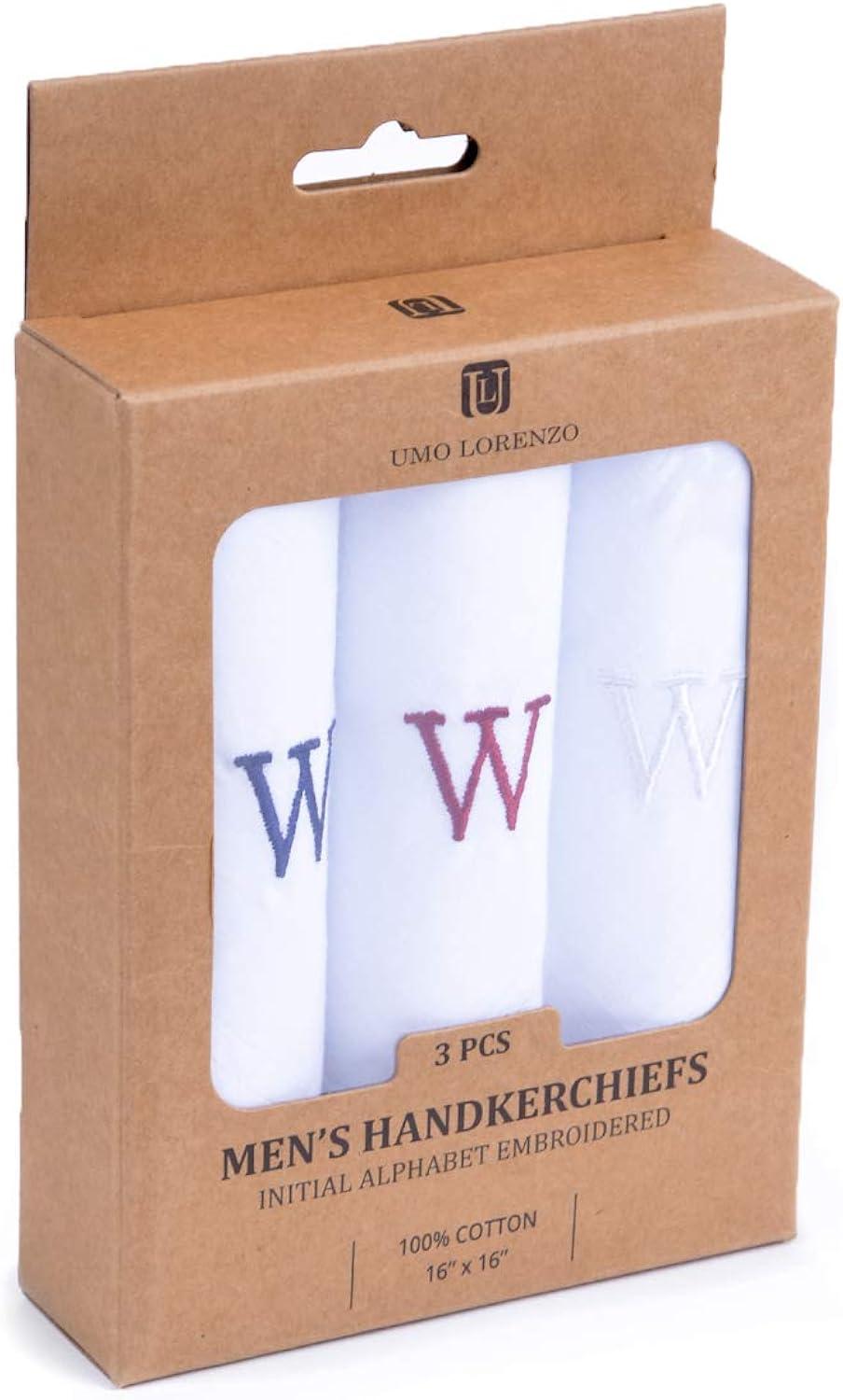 White Cotton Monogrammed Handkerchief Set for Men