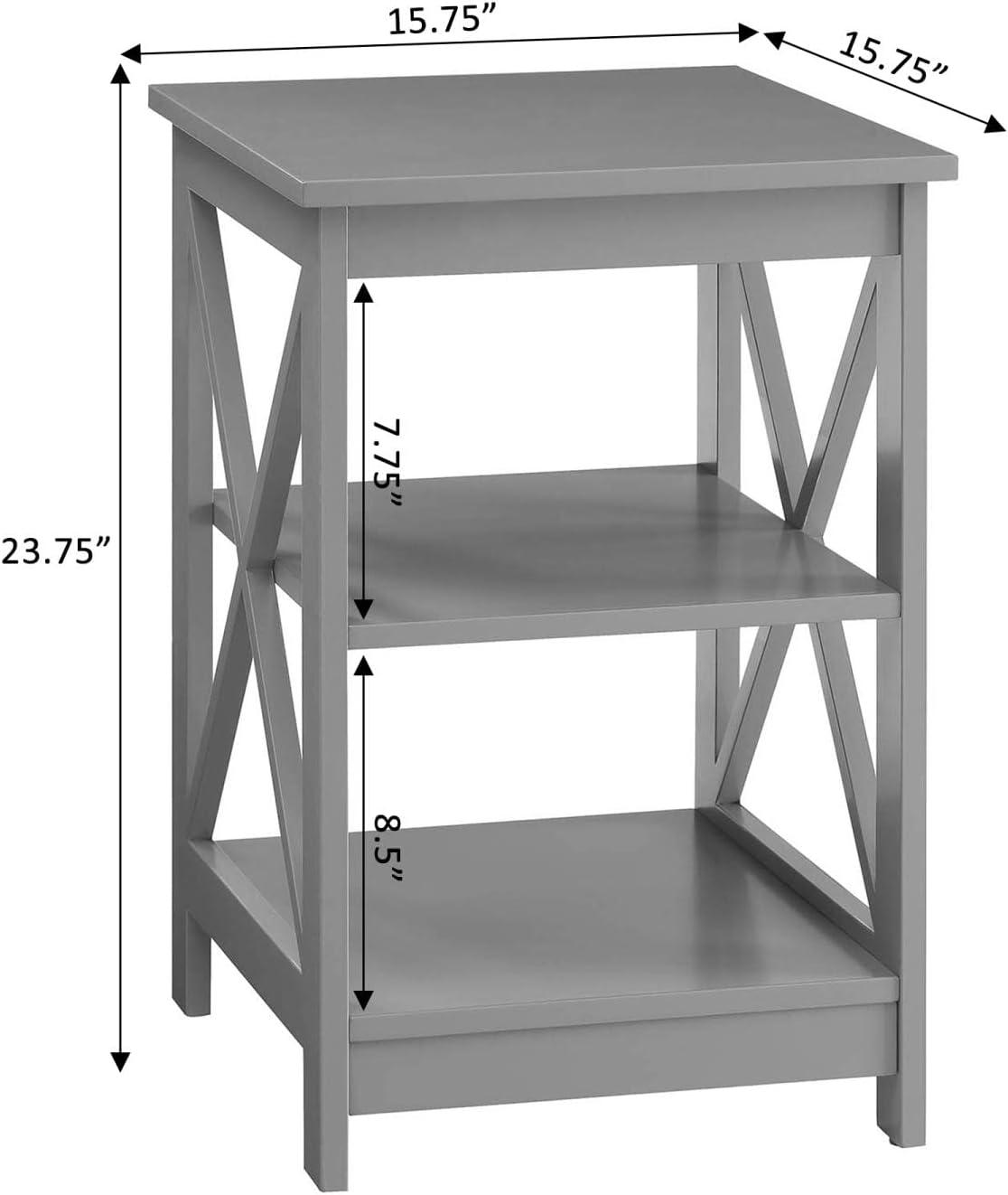 Convenience Concepts Oxford End Table in Gray Wood Finish With X Frame
