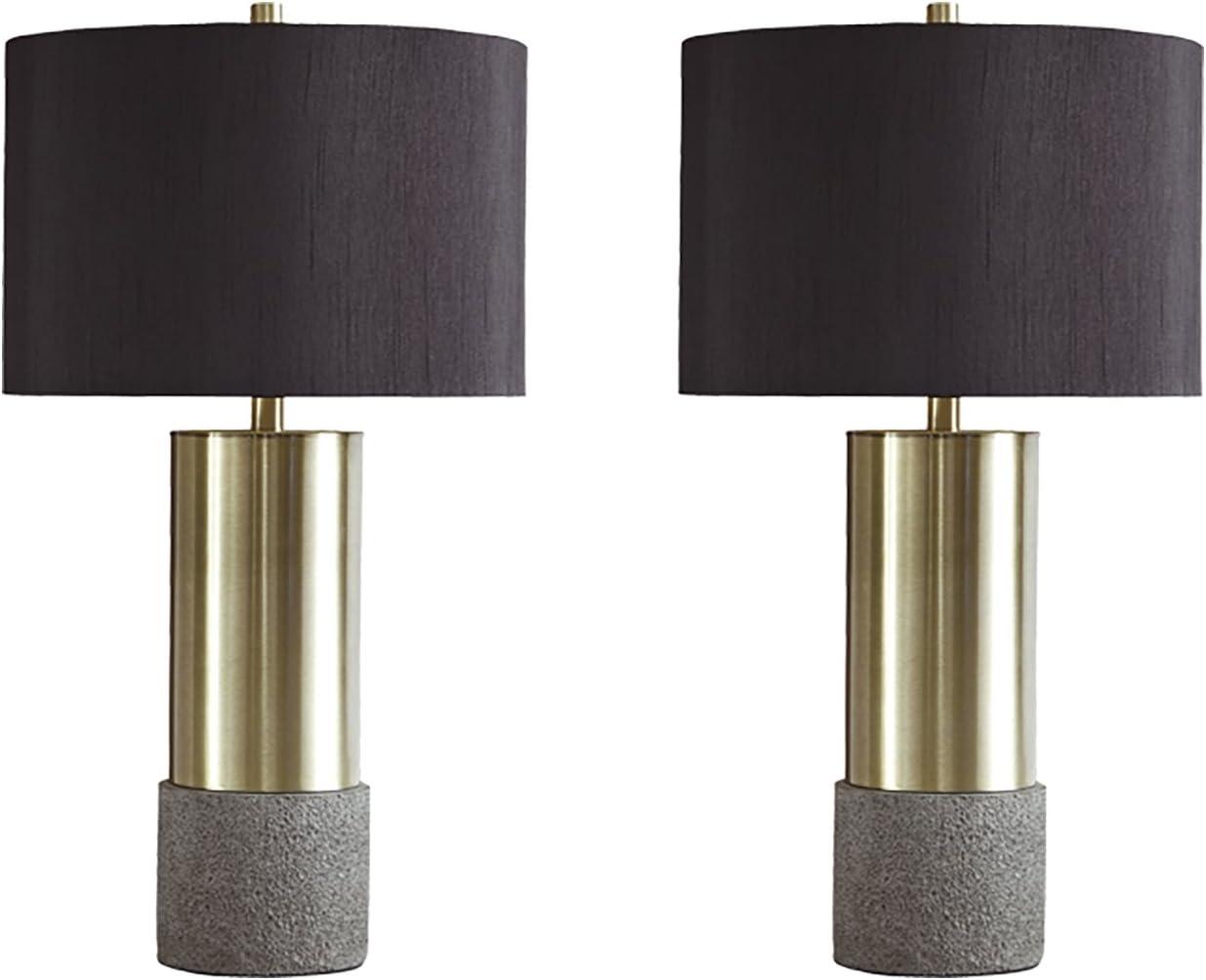 Signature Design by Ashley Contemporary Jacek Table Lamp (Set of 2)  Gray/Brass Finish