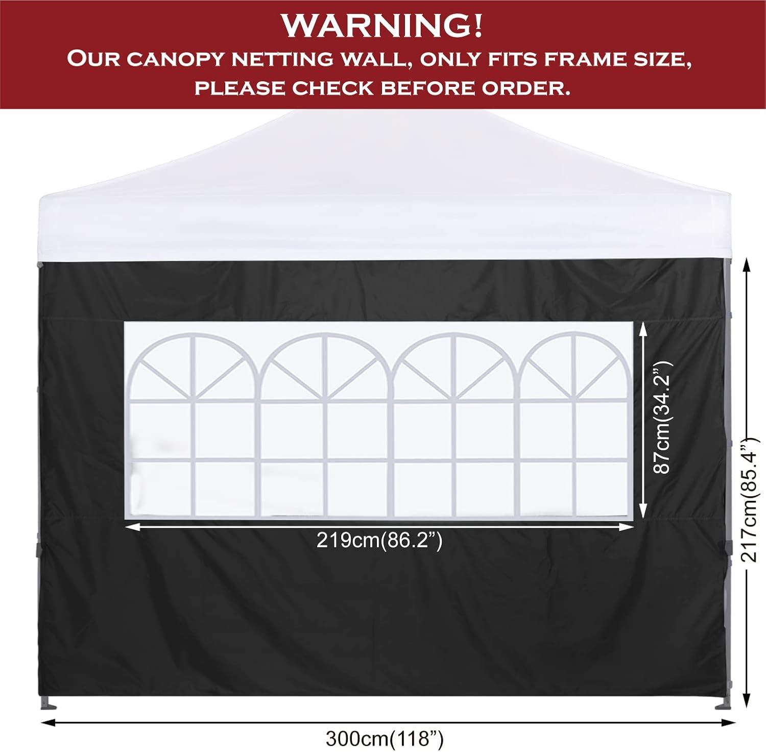 HLong Canopy Tent Sidewall for 10x10 Pop Up Canopy, 1 Piece, Black