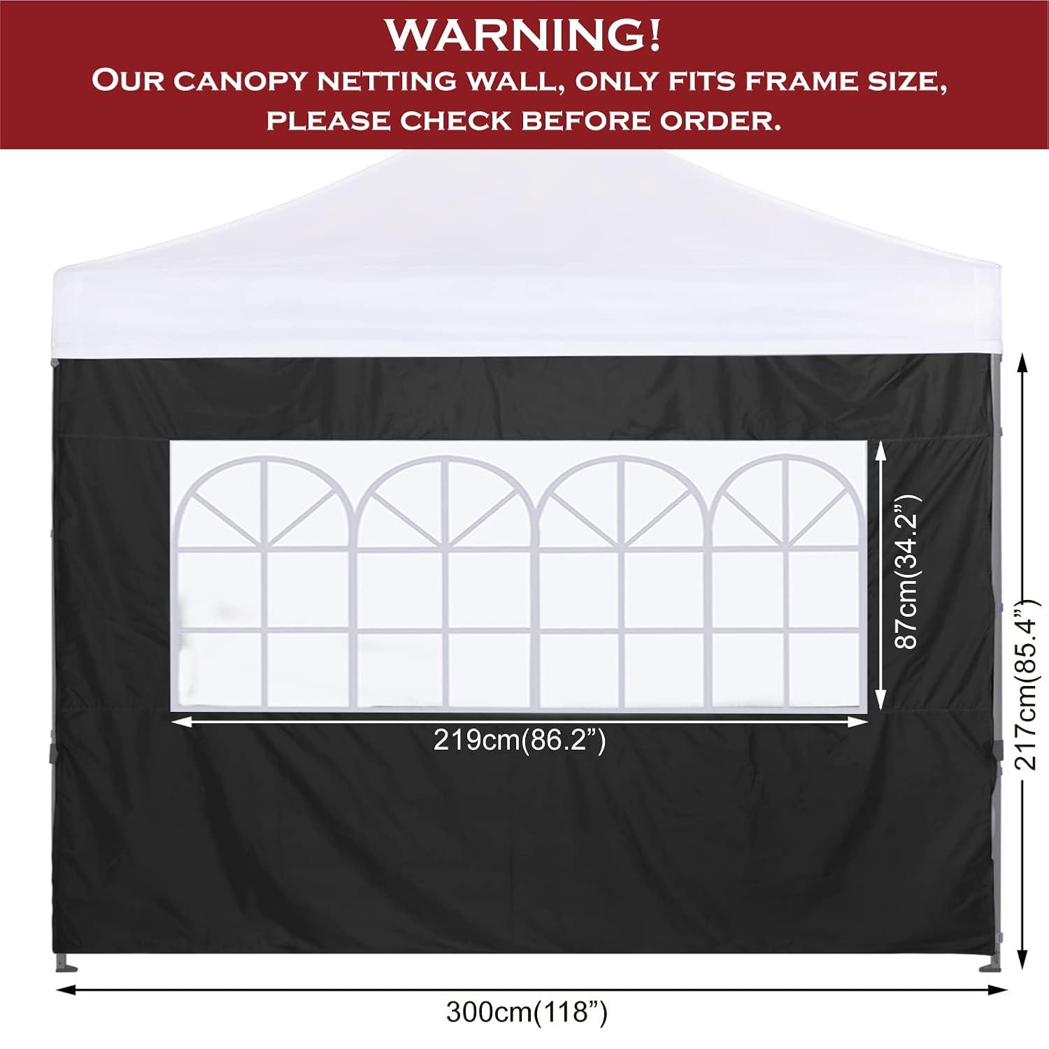 HLong Canopy Tent Sidewall for 10x10 Pop Up Canopy, 1 Piece, Black