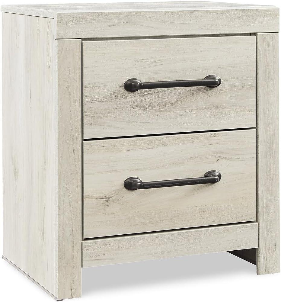 Cambeck Nightstand White - Signature Design by Ashley: Industrial Style Bedside Table with USB Ports & Storage