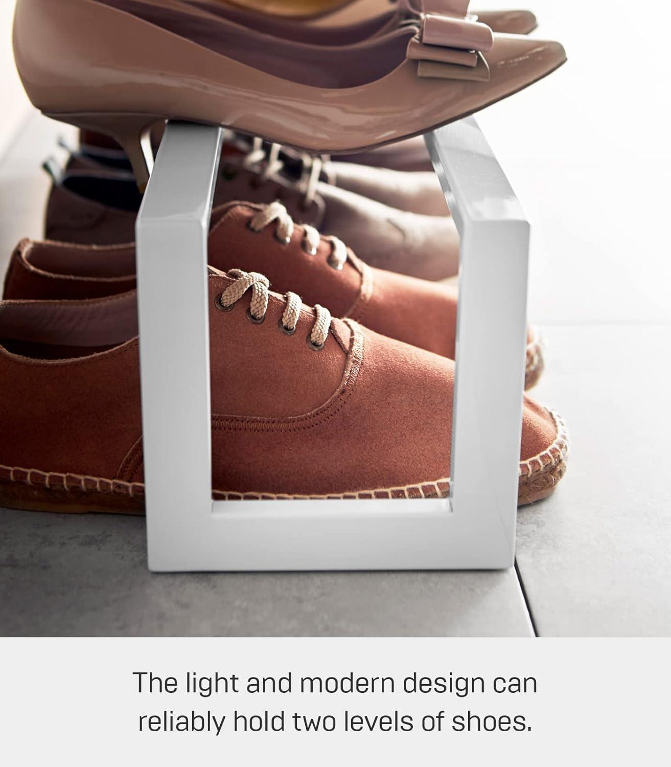 Yamazaki Home Adjustable Shoe Rack, Small, Steel,  Holds 4 to 8 shoes, Expandable, Stackable