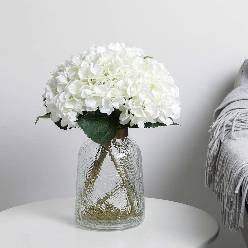 White Silk Hydrangea Artificial Flower Bouquet for Tabletop Centerpiece