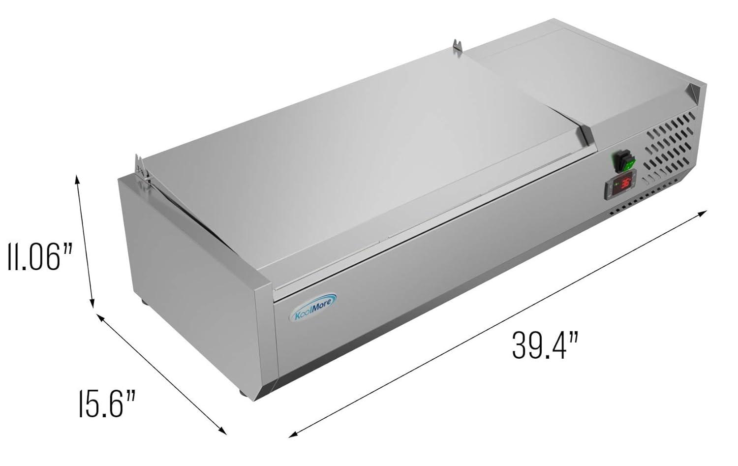KoolMore 71 in. Eight Pan Refrigerated Countertop Condiment Prep Station