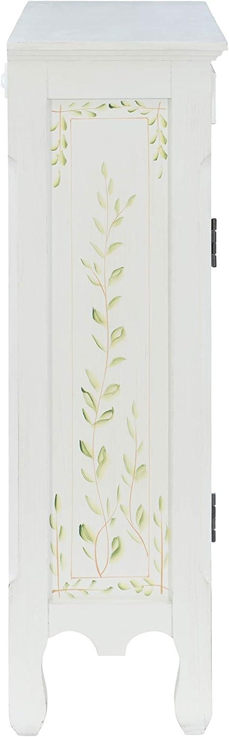 Linon Cillian Two Door Two Drawer Hand Painted Cabinet Console in White Wood