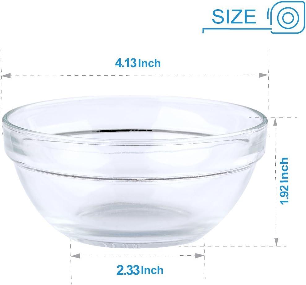 Mini Bowls 4 Inch Glass Bowls for Kitchen Prep, Dessert, Dips, and Candy Dishes ,4oz Stackable Dishware safe ,Set of 16 (combination)