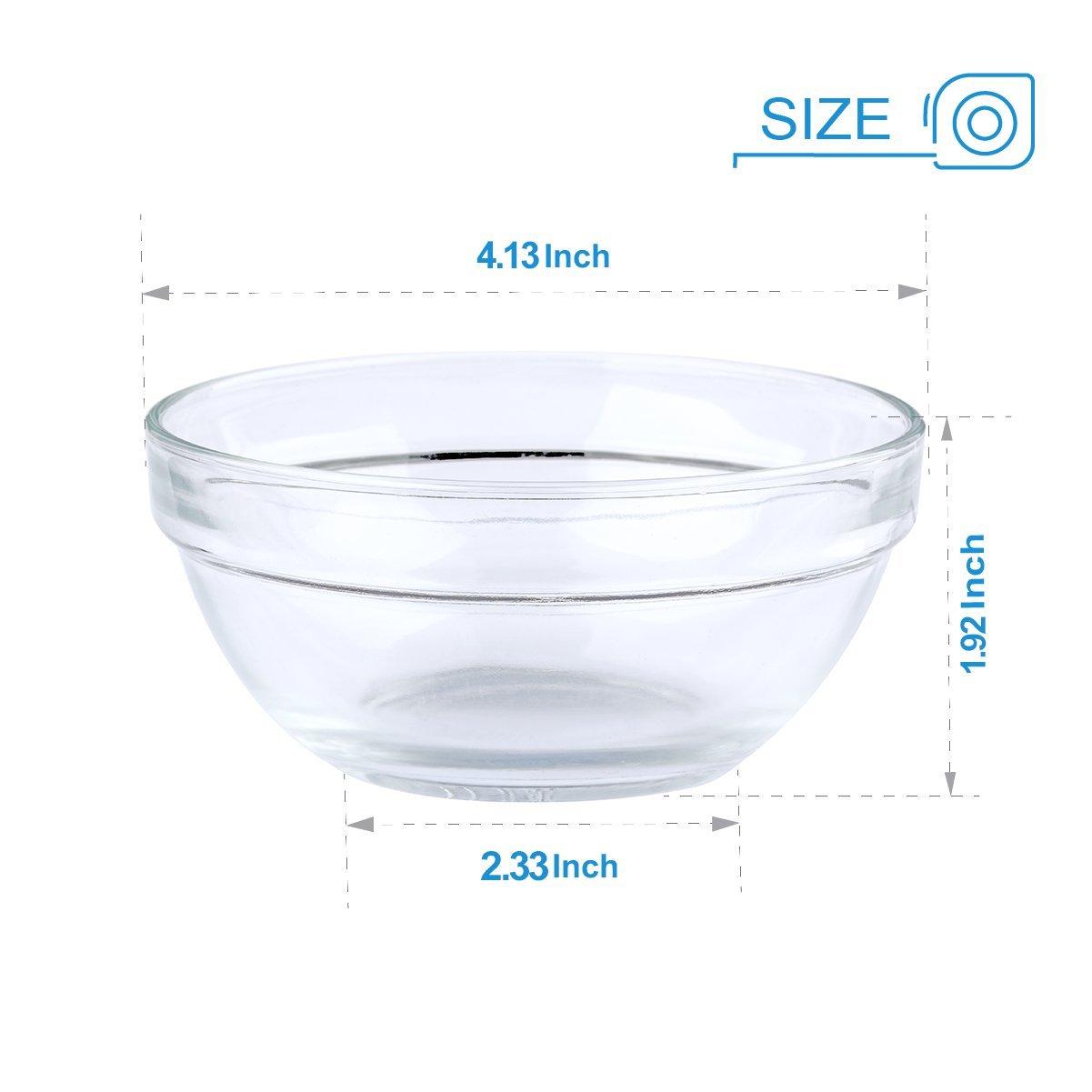 Mini Bowls 4 Inch Glass Bowls for Kitchen Prep, Dessert, Dips, and Candy Dishes ,4oz Stackable Dishware safe ,Set of 16 (combination)
