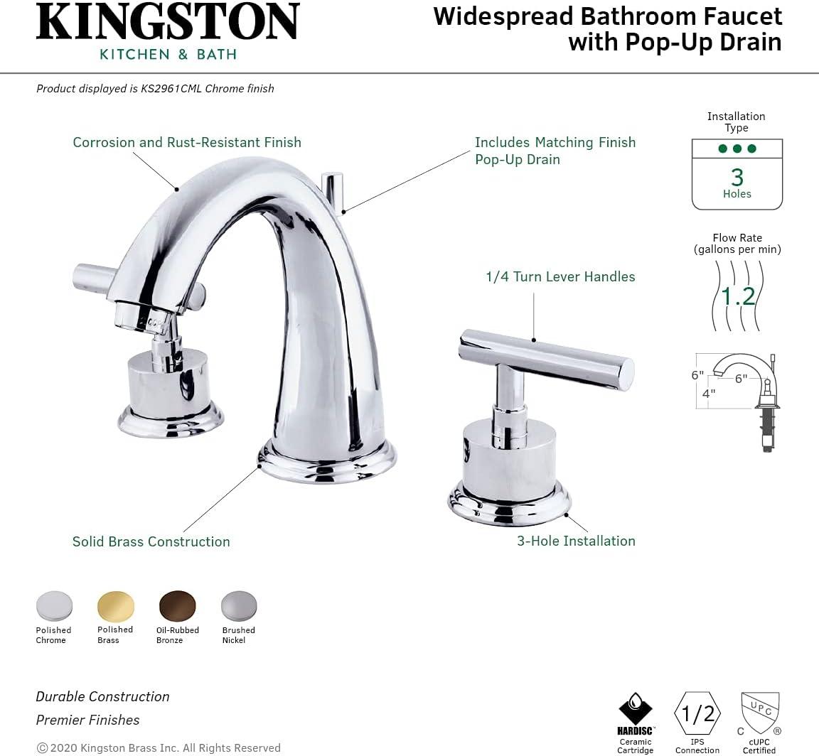 Manhattan Widespread Bathroom Faucet with Brass Pop-up