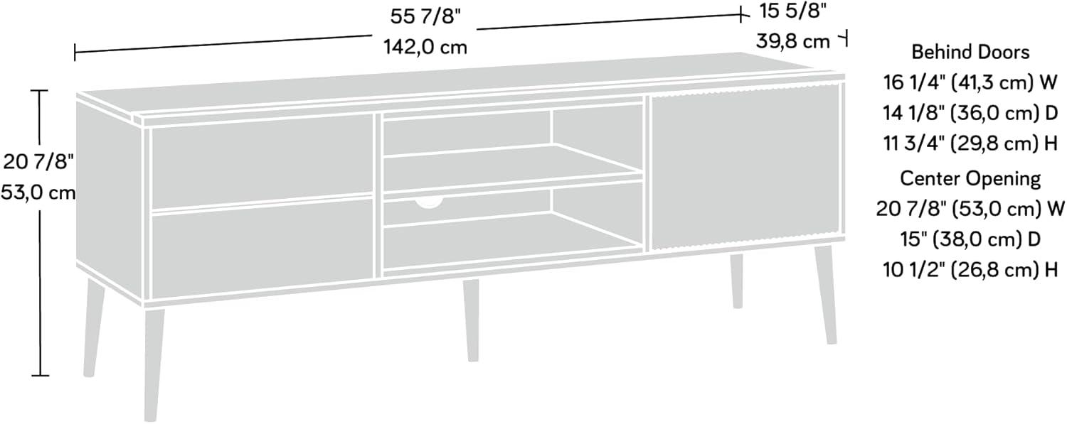 Serene Walnut and Black Modern TV Credenza with Cabinet