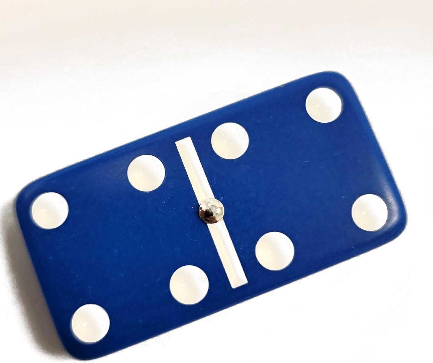 Blue Jumbo Tournament Domino Set with Spinners and Velvet Bag