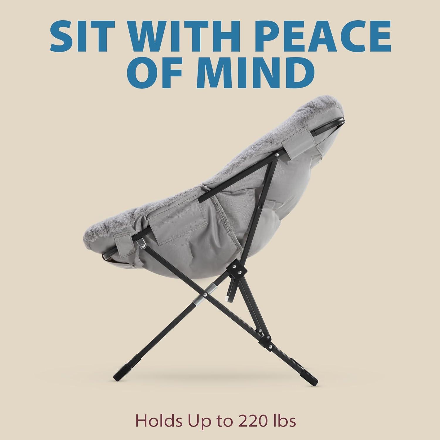 Oakham Comfy Chair for Adults, Soft Faux Fur Folding Lounge for Bedroom Living Room Dorm Rooms Flexible Reading Chair for Teens Kids, X-Large Foldable (Faux Fur-Grey)