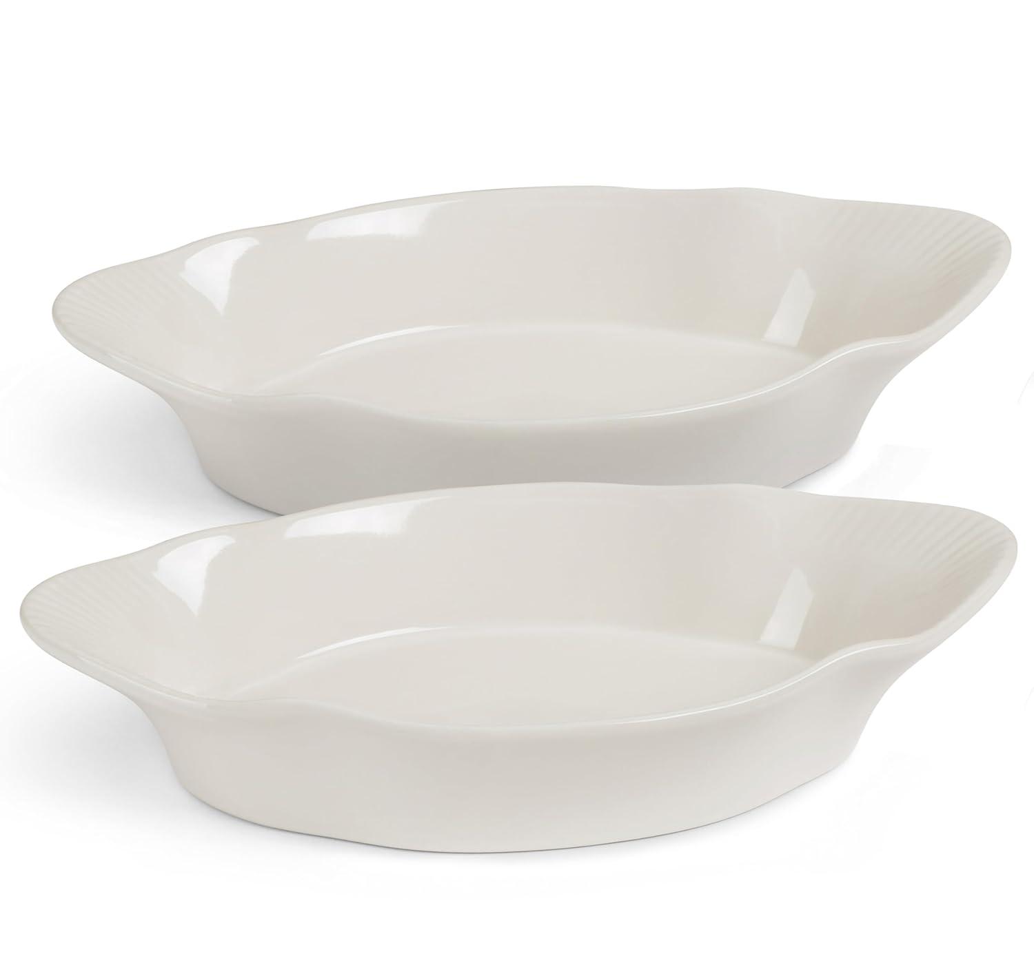 kook Kook Au Gratin Baking Dishes, Ceramic, 18 oz, White