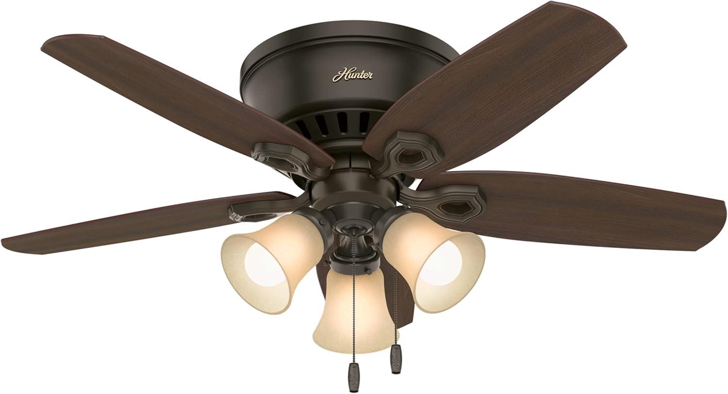 42" Bronze Low Profile Ceiling Fan with LED Light Kit