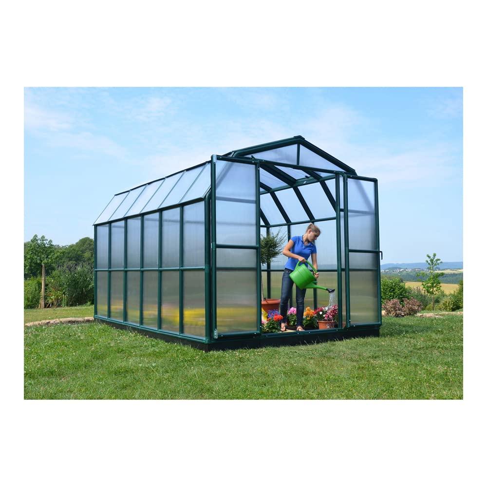 Palram - Canopia Grand Gardener 8' x 16' Clear Walk-In Greenhouse - Green - with 3 Roof Vents